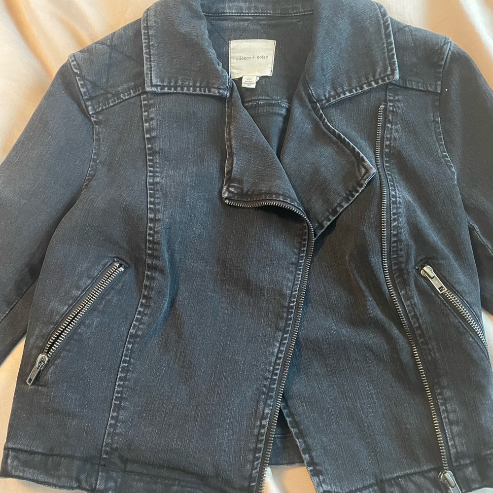 Silence and noise denim moto jacket